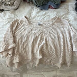 Cream Ribbed Cropped Top